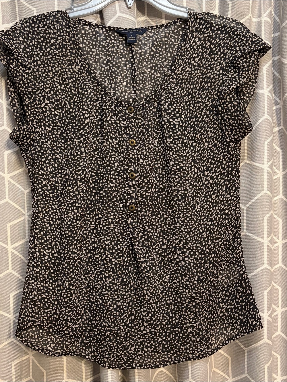 Banana Republic Black and White Dot Button-Front Blouse